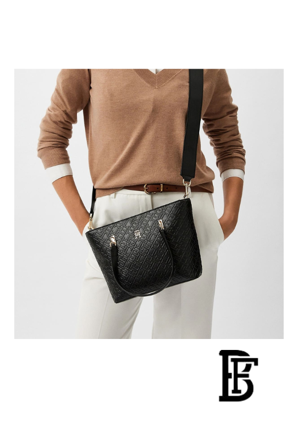 Tommy Hilfiger Black Leather Women Handbag Aw0Aw16002– Elegant Everyday Shoulder Bag image 12