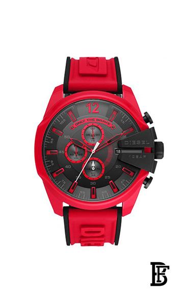 DIESELMen's Mega Chief Round Shape Silicone Strap Chronograph Wrist Watch 51 mm - Red - DZ4526 image 1