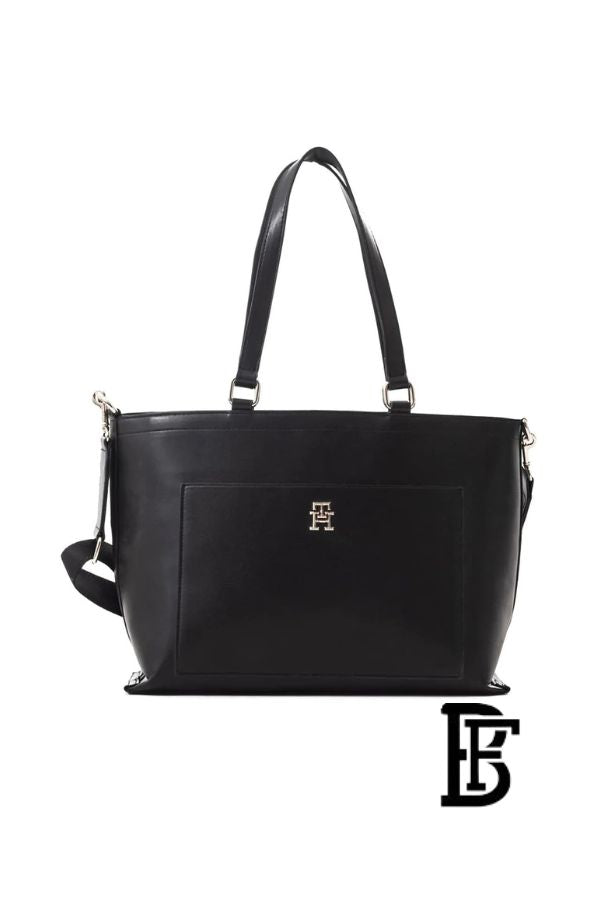 Tommy Hilfiger Black Leather Women Handbag  – Elegant Everyday Shoulder Bag image 0