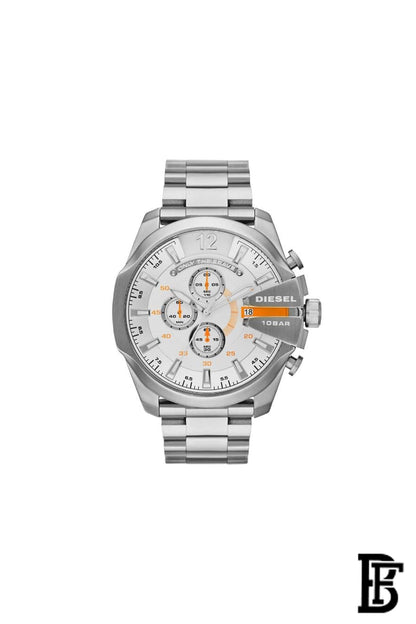 DIESEL Men's Mega Chief Round Shape Stainless Steel Chronograph Wrist Watch 54 mm - Silver - DZ4328 image 0
