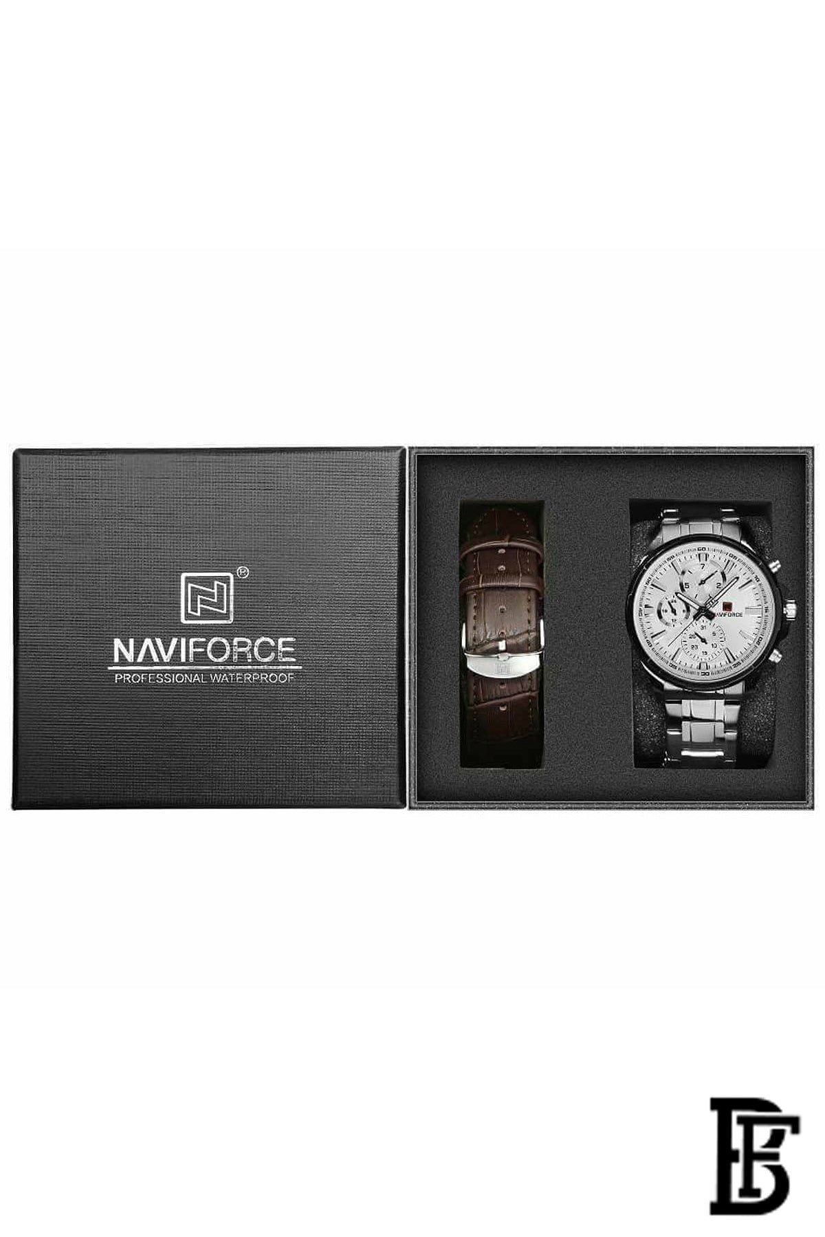 Naviforce Men's white Dial Watch - NF9089 SW +Free Leather Strap image 0