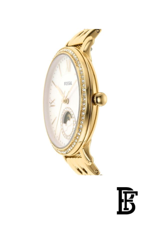 Fossil Jacqueline Sun Moon Multifunction Gold-Tone Stainless Steel Watch - ES5167, White, bracelet image 2