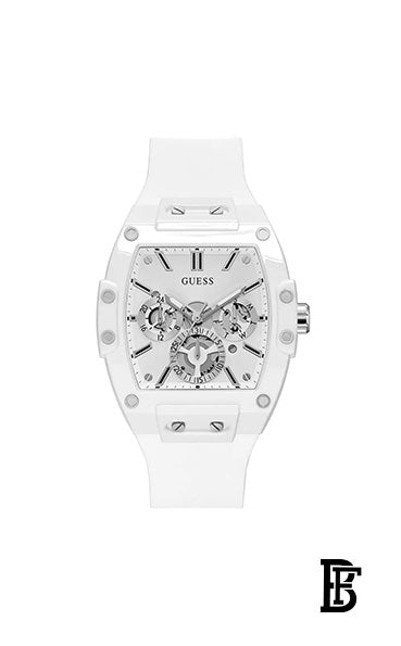 GUESS GW0203G2 Men Casual Multifunction 43mm Watch – White Polycarbonate Case with White Skeleton Dial &amp; White Silicone Strap, White, Quartz Watch  + Gift perfume tester 30 ml image 2