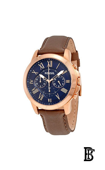 FOSSIL FS5068 Men's Leather Analog Watch - 44 mm - Brown + Gift perfume tester 30 ml image 2
