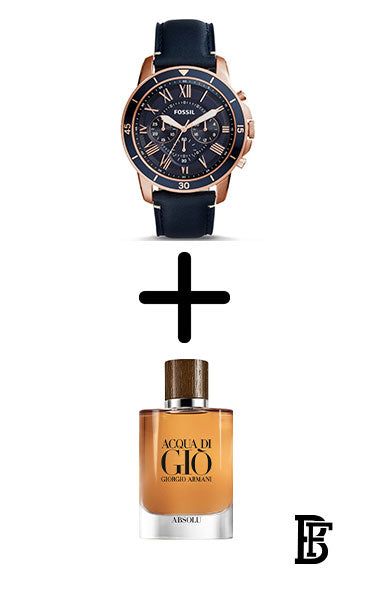 FOSSIL Men Grant Water Resistant Chronograph Watch FS5237 - 44 mm - Blue + Gift perfume tester 30 ml image 1