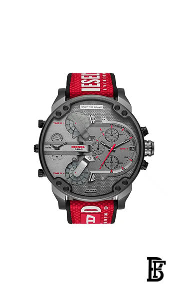DIESEL Men's Essential Round Shape Fabric Analog Wrist Watch 57 mm - Red - DZ7423 + Gift perfume Tester 30 ml image 2