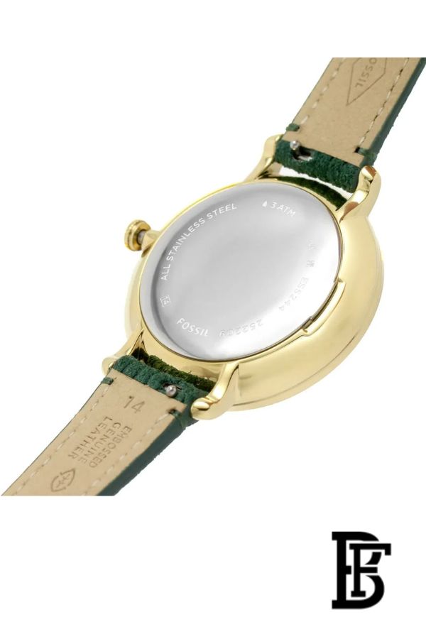 Fossil Jacqueline Multifunction Moonphase Mother of Pearl White Dial Green Leather Strap Watch for Women - ES5244 image 7