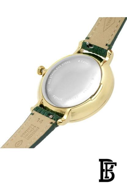 Fossil Jacqueline Multifunction Moonphase Mother of Pearl White Dial Green Leather Strap Watch for Women - ES5244 image 7