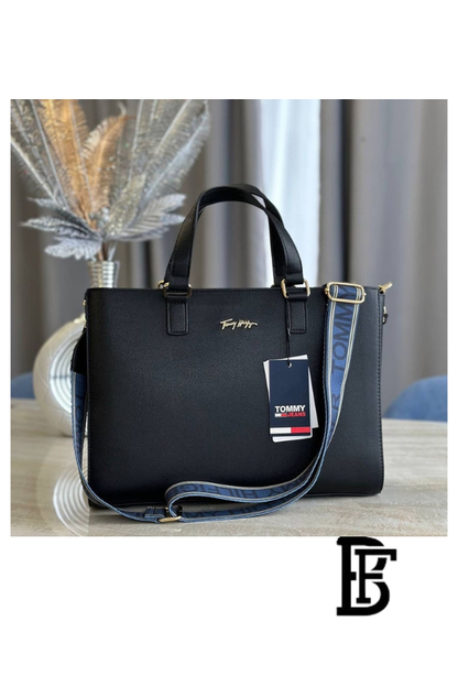 Tommy Hilfiger Black Leather Women Handbag Aw0Aw11181 – Elegant Everyday Shoulder Bag image 6