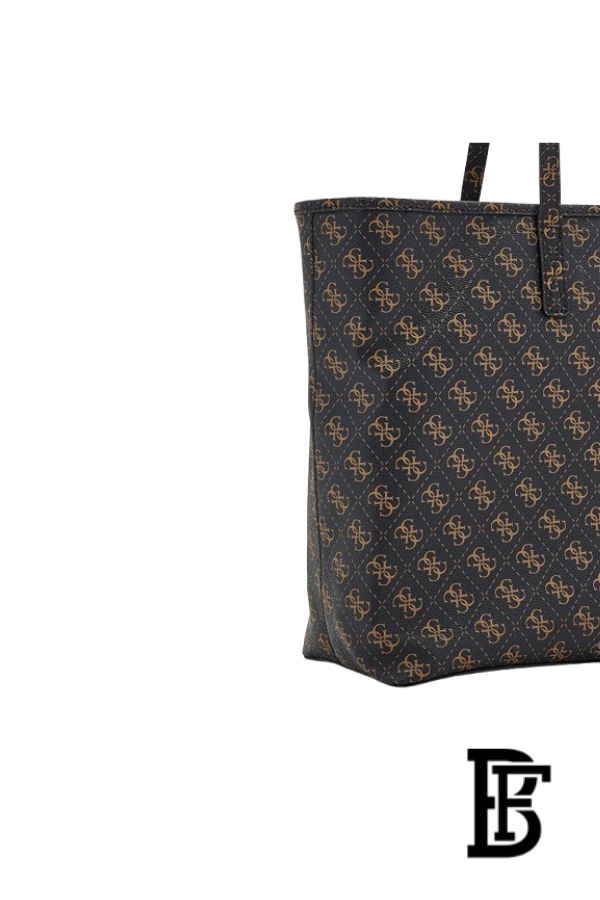 GUESS Power Play Large Tech Tote Bag – Brown Logo, Gold Hardware image 4