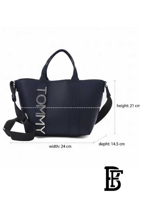 Tommy Hilfiger Navy Leather Women Handbag – Elegant Everyday Shoulder Bag image 6