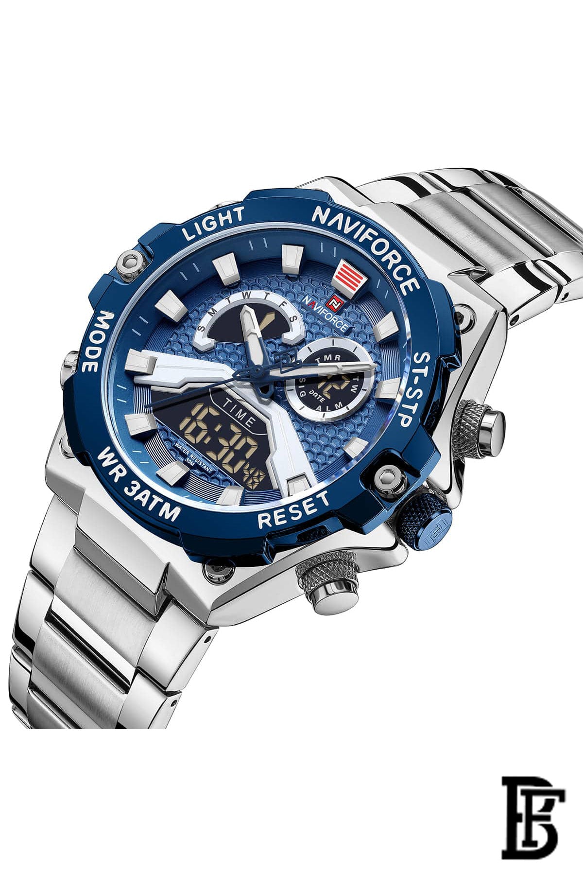 NAVIFORCE NF9207 S/BE/BE MEN'S Stainless Steel Analog Wrist Watch image 2