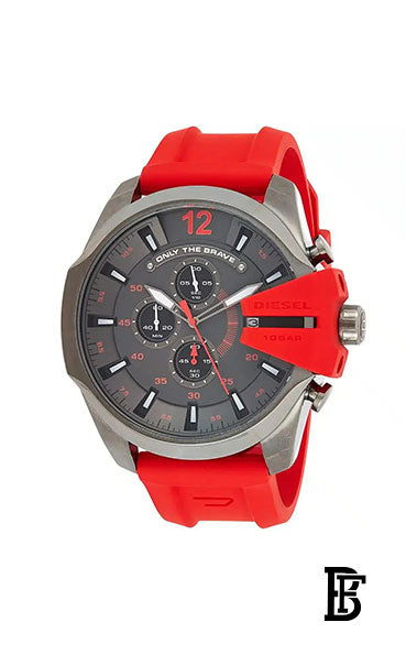 DIESEL Men's Gunmetal Round Shape Silicone Strap Chronograph Wrist Watch 52 mm - Red - DZ4427 + Gift perfume Tester 30 ml image 2