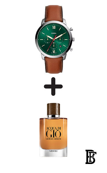 Fossil Watch for Men Neutra Chrono, 44mm case size, Quartz Chronograph Movement, Leather Strap FS5735 + Gift perfume tester 30 ml image 1