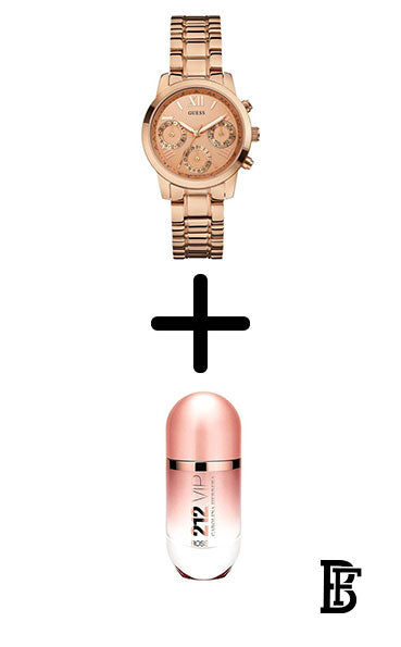 GUESS Chronograph Rose Gold Watch for Women W0448L3 + Gift perfume tester 30 ml image 0