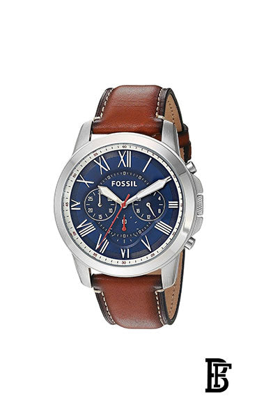 FOSSIL FS5210 Men's Leather Chronograph Watch - 44 mm - Brown + Gift perfume tester 30 ml image 2