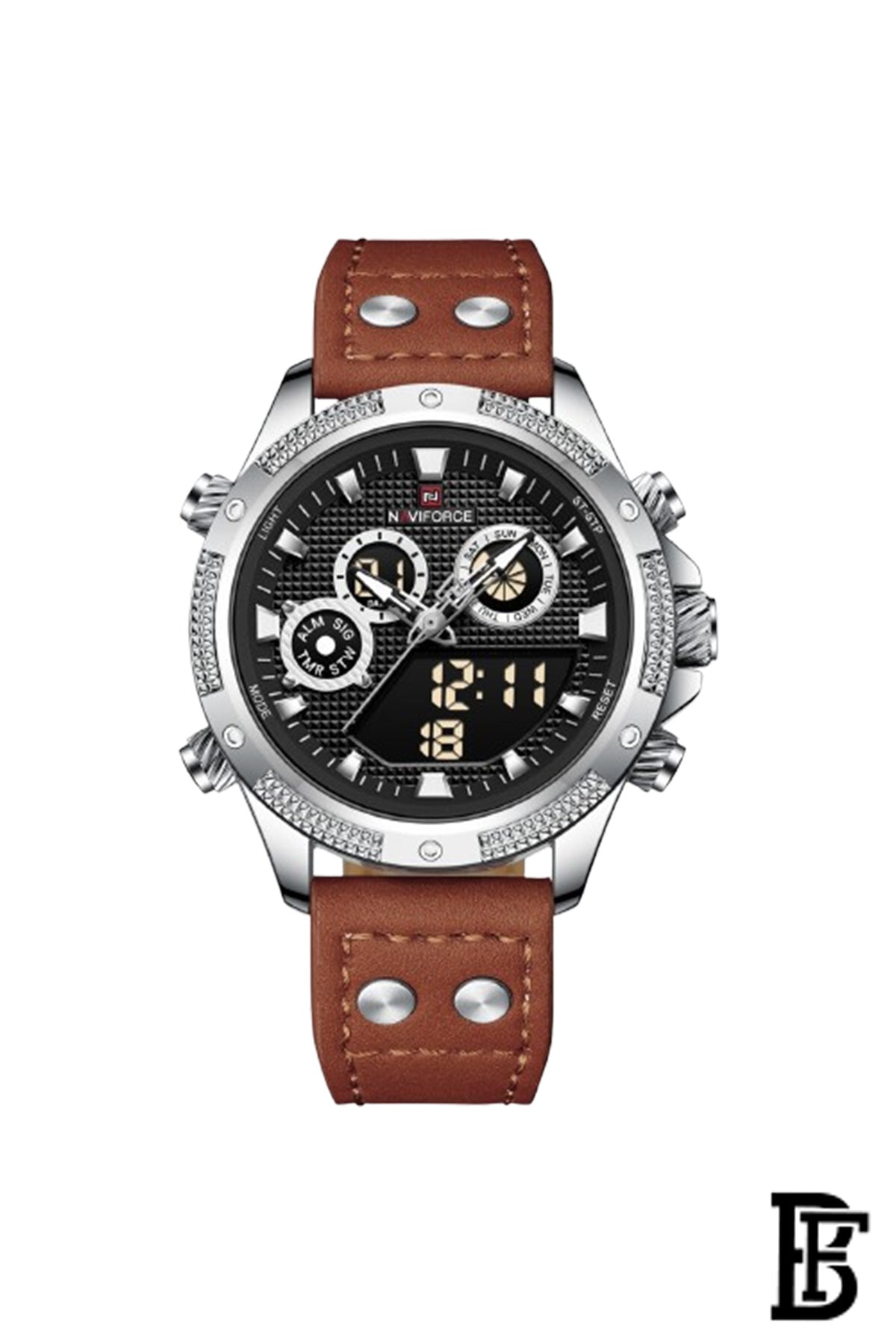 Naviforce NF9224 S/B/O.BN     Men's Analog Leather Watch image 1