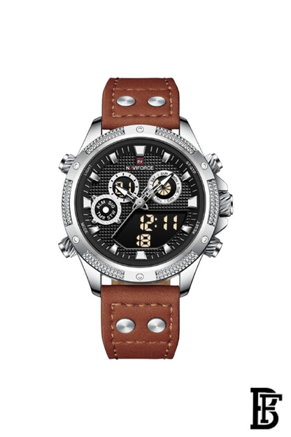 Naviforce NF9224 S/B/O.BN     Men's Analog Leather Watch image 1