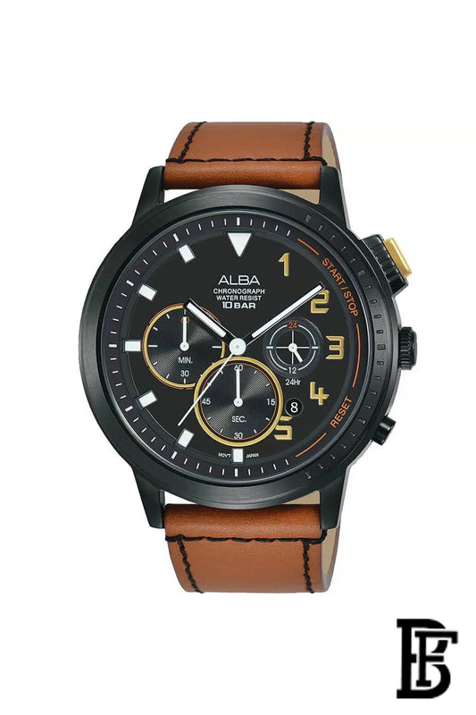 Alba AT3F39X Men's  Leather Quartz Analog Wrist Watch      Warranty from Elaraby Group image 0