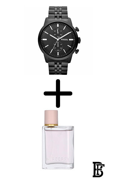 FOSSIL Women's Stainless Steel Analog Quartz Watch FS4787 - 48 mm - Black + Gift perfume tester 30 ml image 1