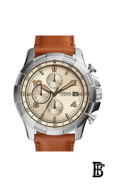Fossil FS5130 Men's Stainless Steel Watch with Brown Leather Band + Gift perfume tester 30 ml image 2