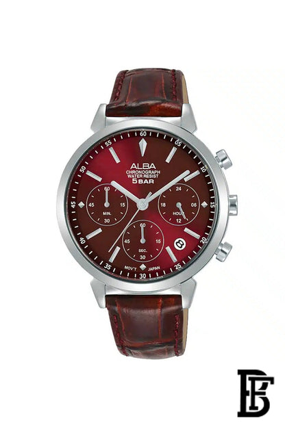 Alba AT3H45X Women's Leather Quartz Chronograph Wrist Watch      Warranty from Elaraby Group image 1