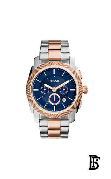 Fossil FS5037 Machine Analog Blue Dial Men's Watch + Gift perfume tester 30 ml image 2