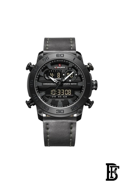 Naviforce NF9235 B/GY/GY  Men's Analog Leather Watch image 0