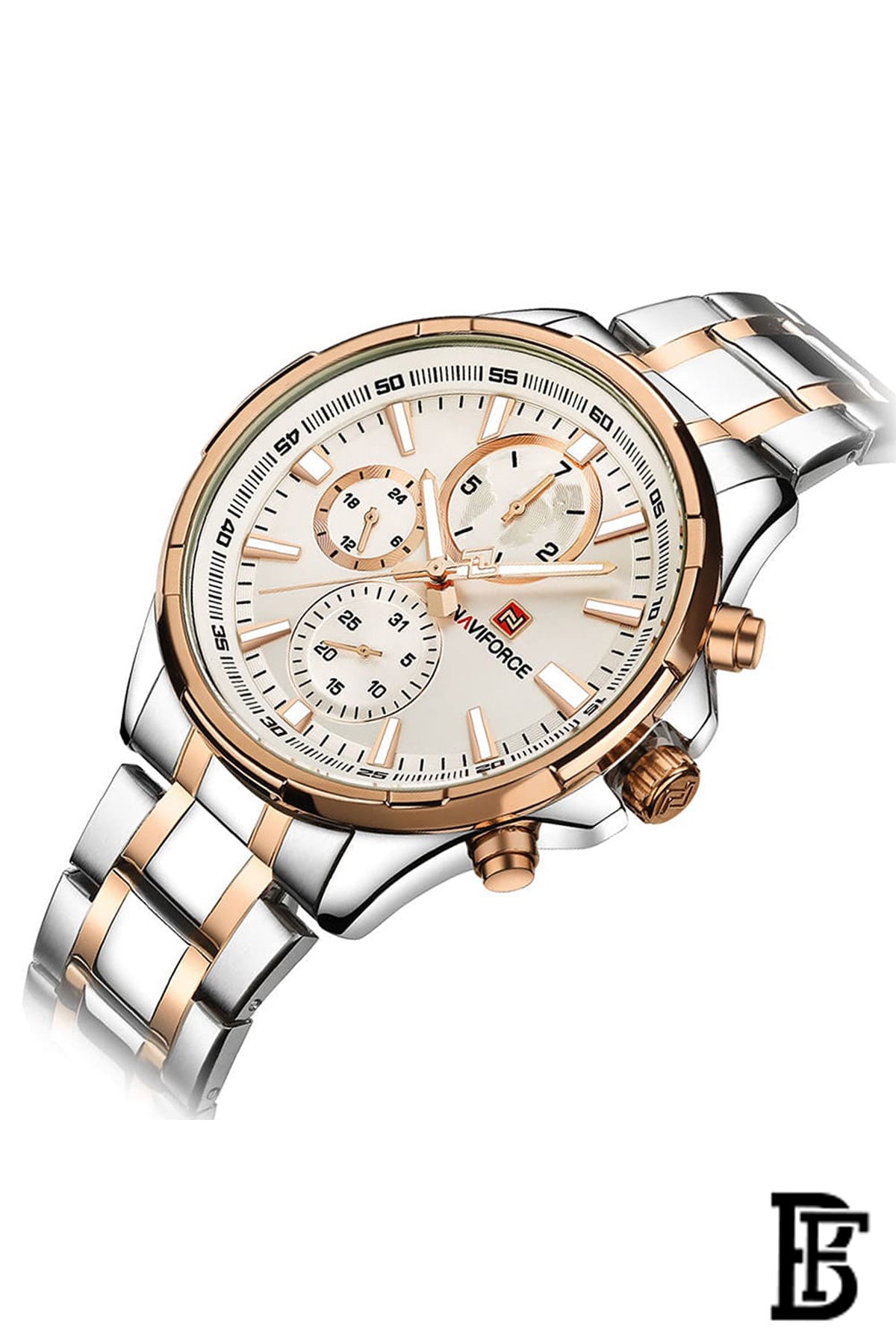 Naviforce Men's Silver Dial Watch - NF9089 RGW + Free Leather Strap image 3