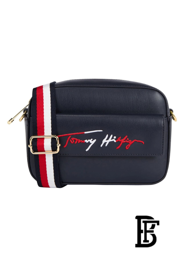 Tommy Hilfiger Blue Leather Women Handbag Aw0Aw11073 – Elegant Everyday Shoulder Bag image 1