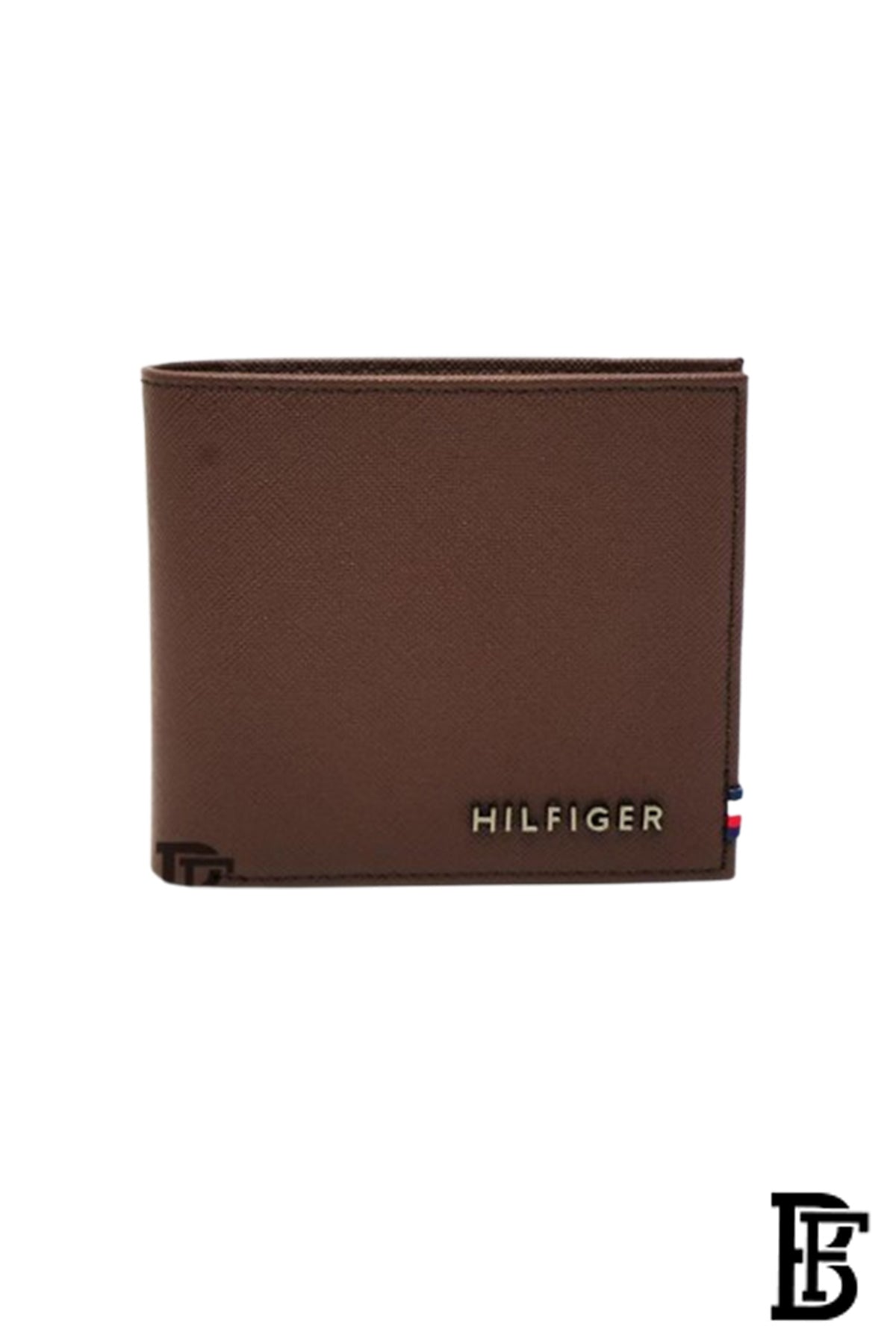 Tommy Hilfiger wallet is a one to face solid style covered in light/BROWN leather image 2