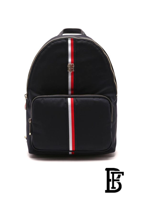 Tommy Hilfiger Black Women Backbag Aw0Aw11338– Elegant Everyday Backbag image 1