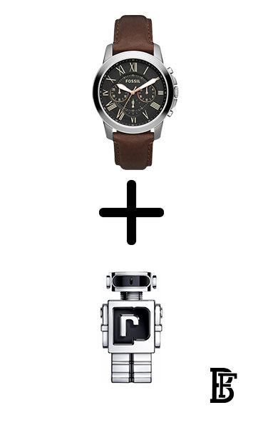 FOSSIL Fs4813 Men's Leather Analog Watch - 44 mm - Brown + Gift perfume tester 30 ml image 0