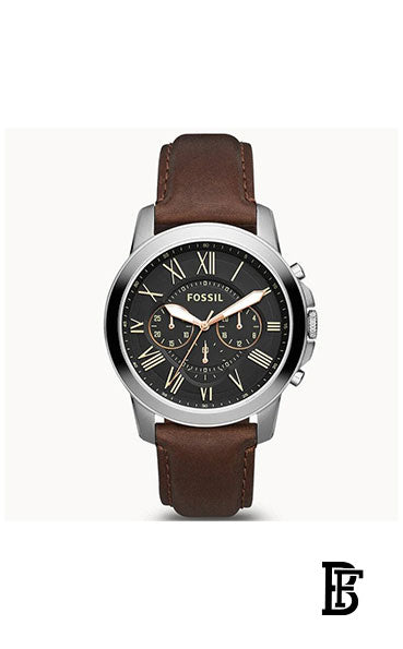 FOSSIL Fs4813 Men's Leather Analog Watch - 44 mm - Brown + Gift perfume tester 30 ml image 2