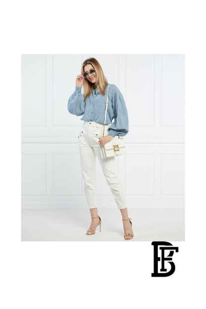 Pinko  White  Leather Women Handbag 7 Cl Pe 21 Pltt 1P228G Y6Xt – Elegant Everyday Shoulder Bag image 10