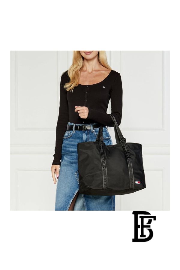 Tommy Hilfiger Black Leather Women Handbag Aw0Aw16273 – Elegant Everyday Shoulder Bag image 8