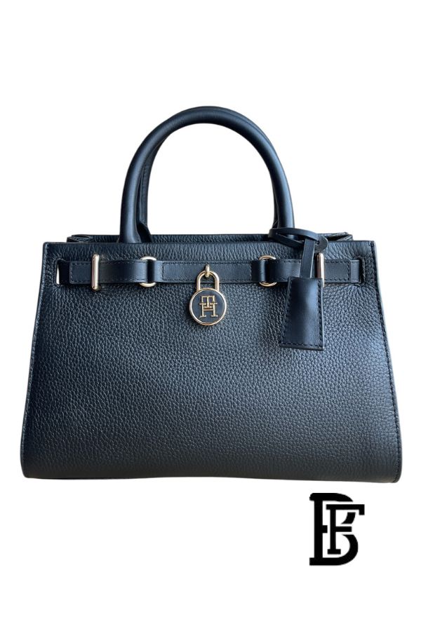 Tommy Hilfiger Blue Leather Women Handbag – Elegant Everyday Shoulder Bag image 0