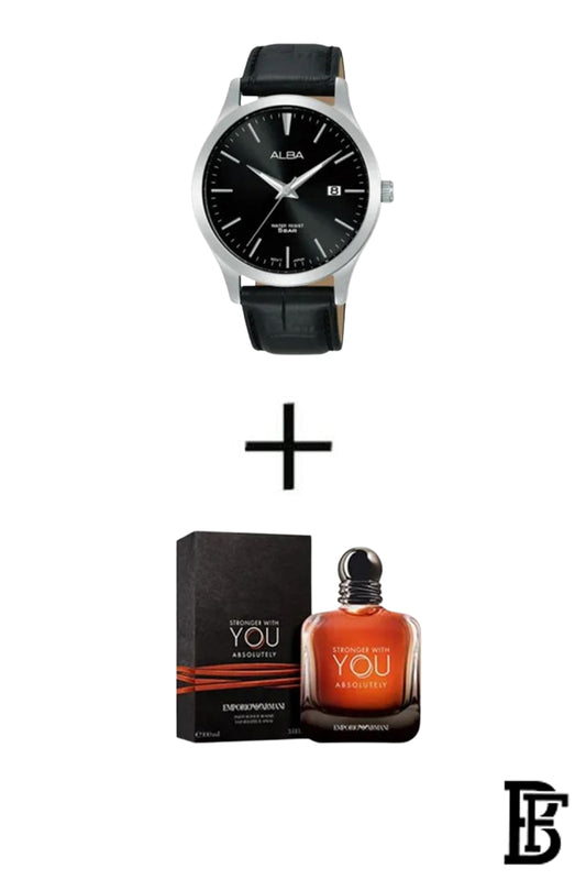 Alba AS9M41X Men's Leather  Quartz Analog Wrist Watch      Warranty from Elaraby Group + Gift EMPORIO ARMANI Stronger With You ABSOLUTELY EDP 100ml image 0