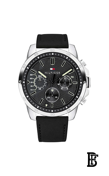 TOMMY HILFIGER men Leather Chronograph Buckle Watch 1791563 image 1