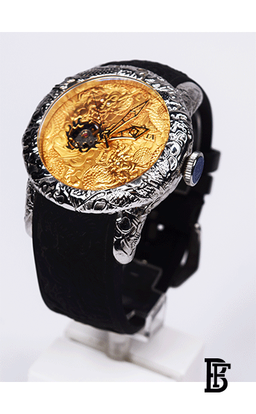 Invicta Men's 50mm Empire Dragon Automatic Crystal Accented Sapphire Crystal Gold Tone Silicone Strap Watch image 0