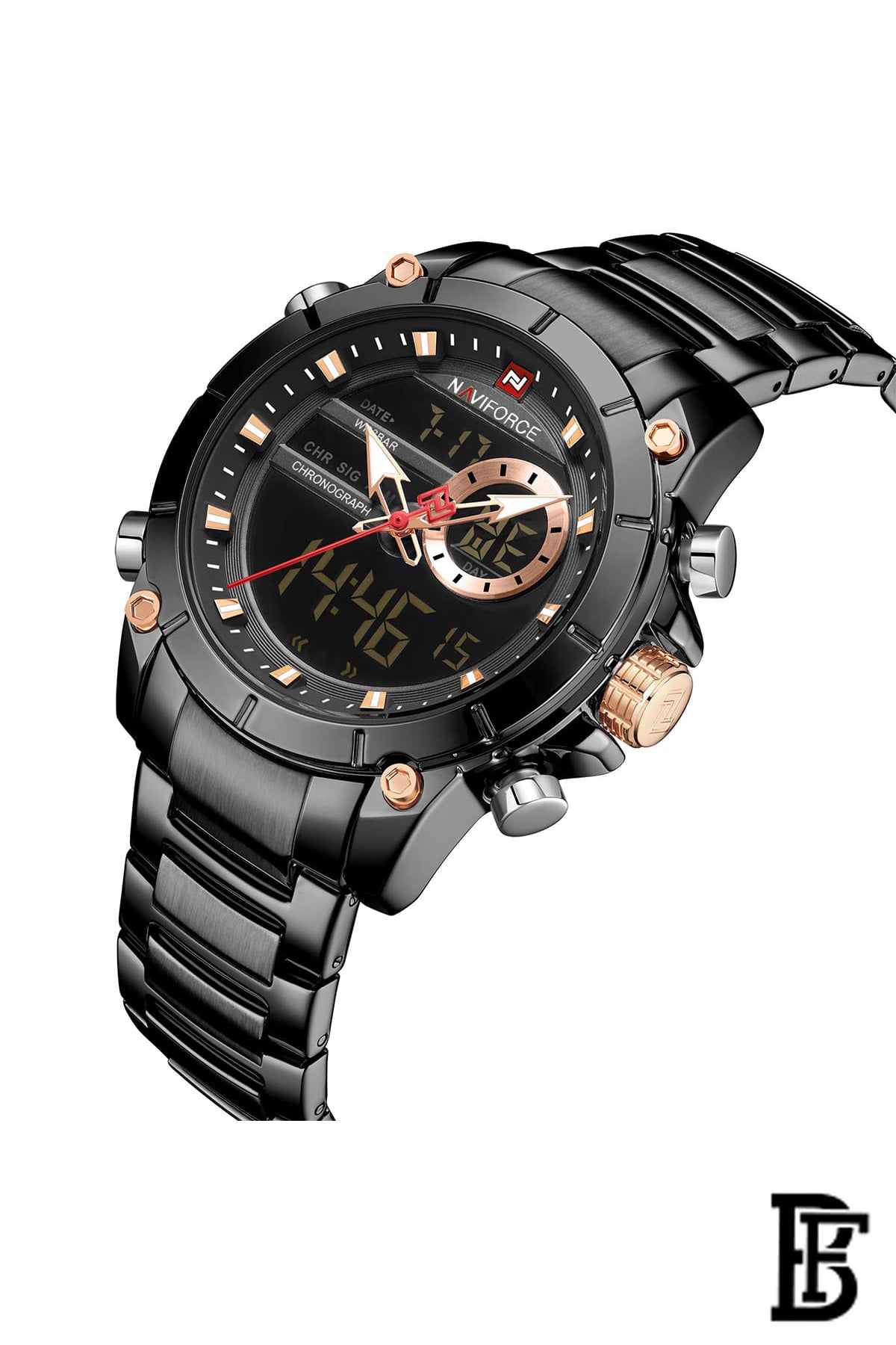 NAVIFORCE NF9163 BB MEN'S Stainless Steel Analog Wrist Watch image 2