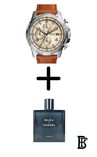 Fossil FS5130 Men's Stainless Steel Watch with Brown Leather Band + Gift perfume tester 30 ml image 1