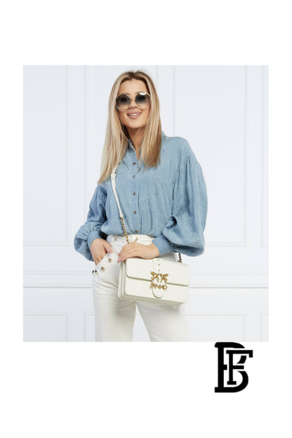 Pinko  White  Leather Women Handbag 7 Cl Pe 21 Pltt 1P228G Y6Xt – Elegant Everyday Shoulder Bag image 9