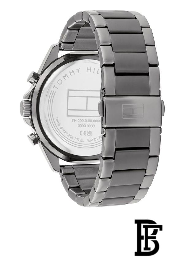 TOMMY HILFIGER MEN'S DARK GREY DIAL IONIC PLATED GREY STEEL BRACELET WATCH - 1710657 image 3