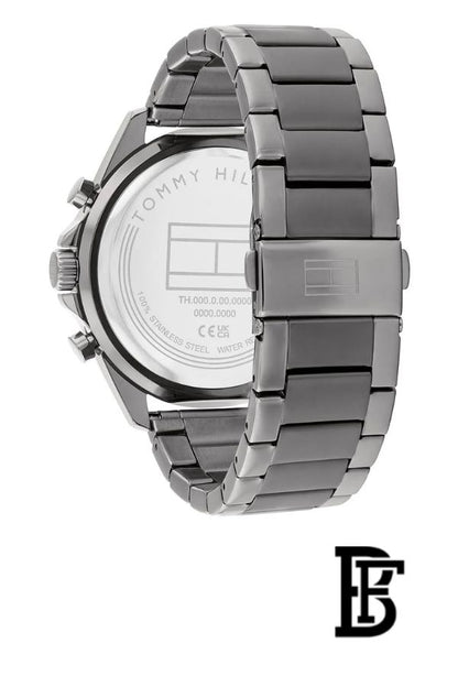 TOMMY HILFIGER MEN'S DARK GREY DIAL IONIC PLATED GREY STEEL BRACELET WATCH - 1710657 image 3