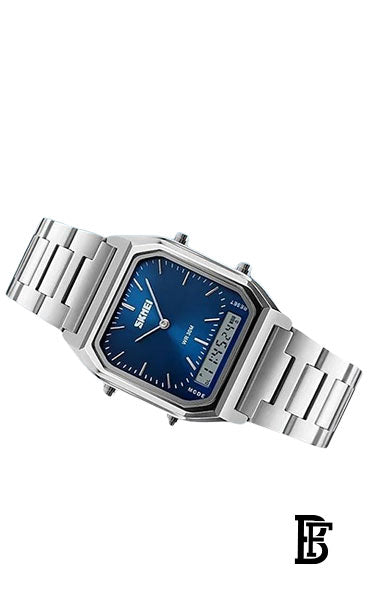 SKMEI  Men's Stainless Steel Watch SK1220 Silver-Blue image 3