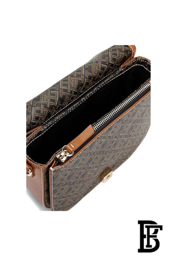 Tommy Hilfiger Monogram Leather Saddle Crossbody Bag – Adjustable Strap image 3