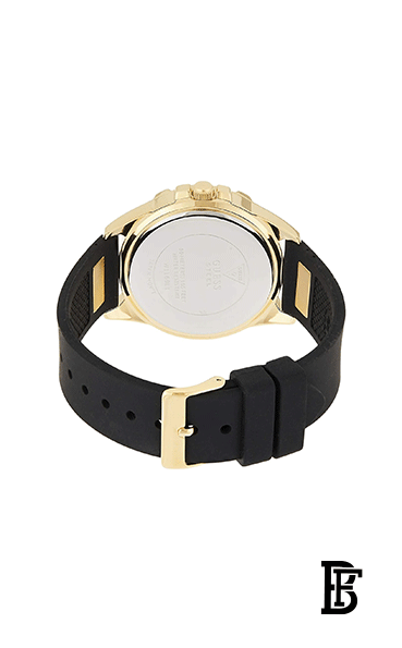 GUESS - W1160L1 - WATCH FOR LADIES GOLD GOLD WITH CRYSTAL STAINLESS STEEL - CHAMPAGNE - BLACK SILICONE STRAP image 3
