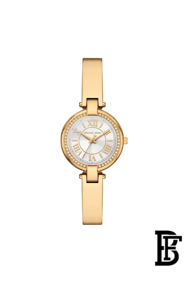 Michael Kors Mini Laney Women's Watch MKO1110 – Silver Dial & Gold Stainless Steel Strap image 0