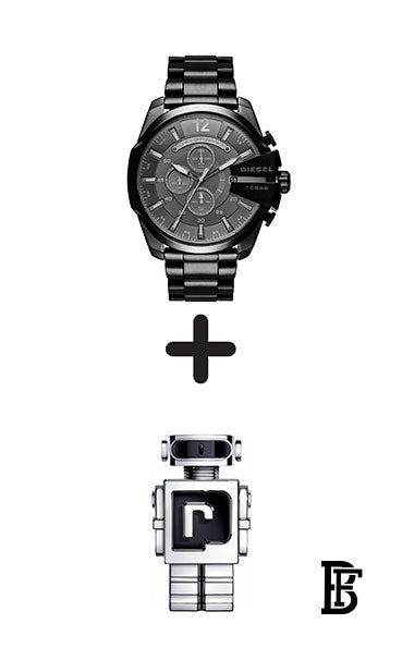DIESEL Men's Round Shape Stainless Steel Chronograph Wrist Watch 51 mm - Black - DZ4355 + Gift perfume Tester 30 ml image 1